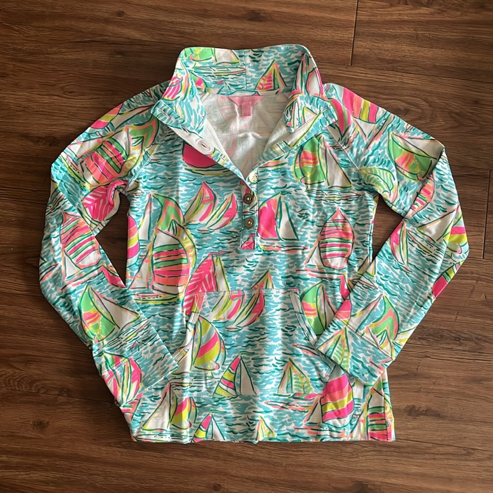 Lilly Pulitzer Sailboat Pullover You Gotta Regatta Size Small Sweater Sweatshit